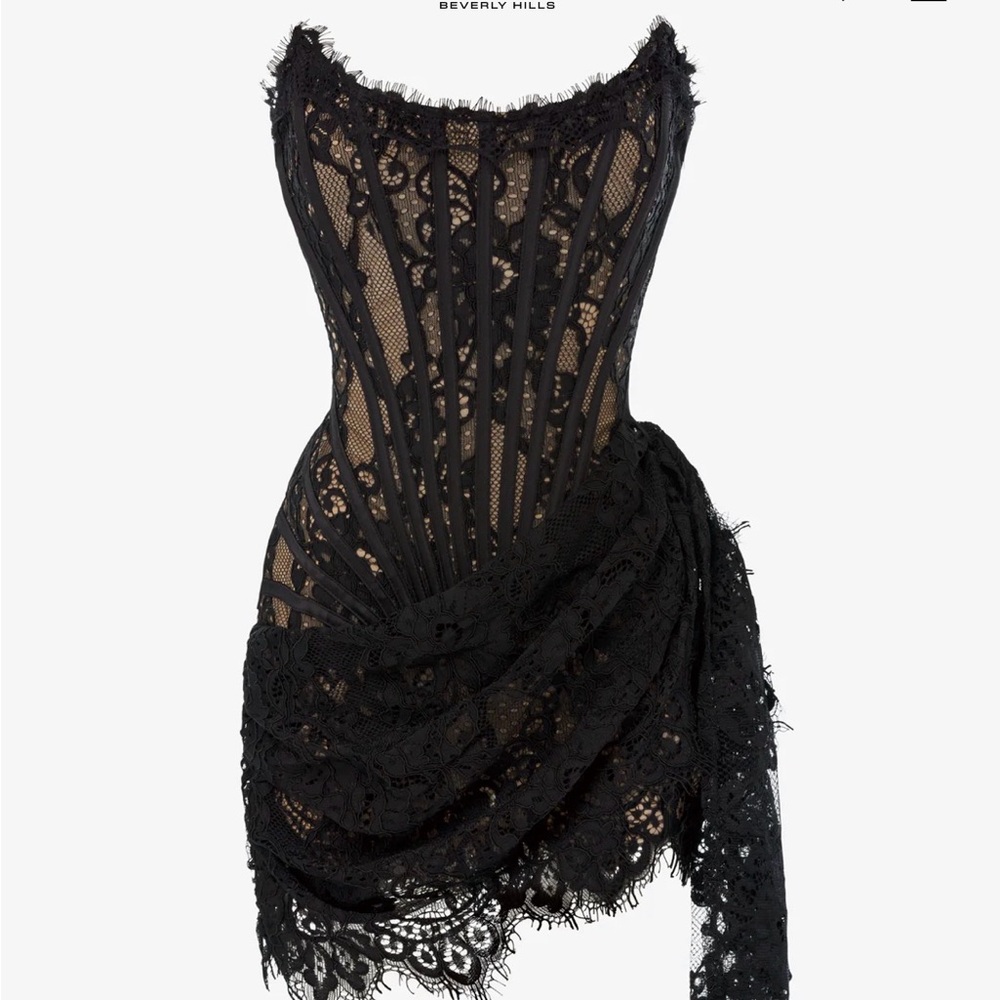 Heiress Lace Corset Mini Dress black